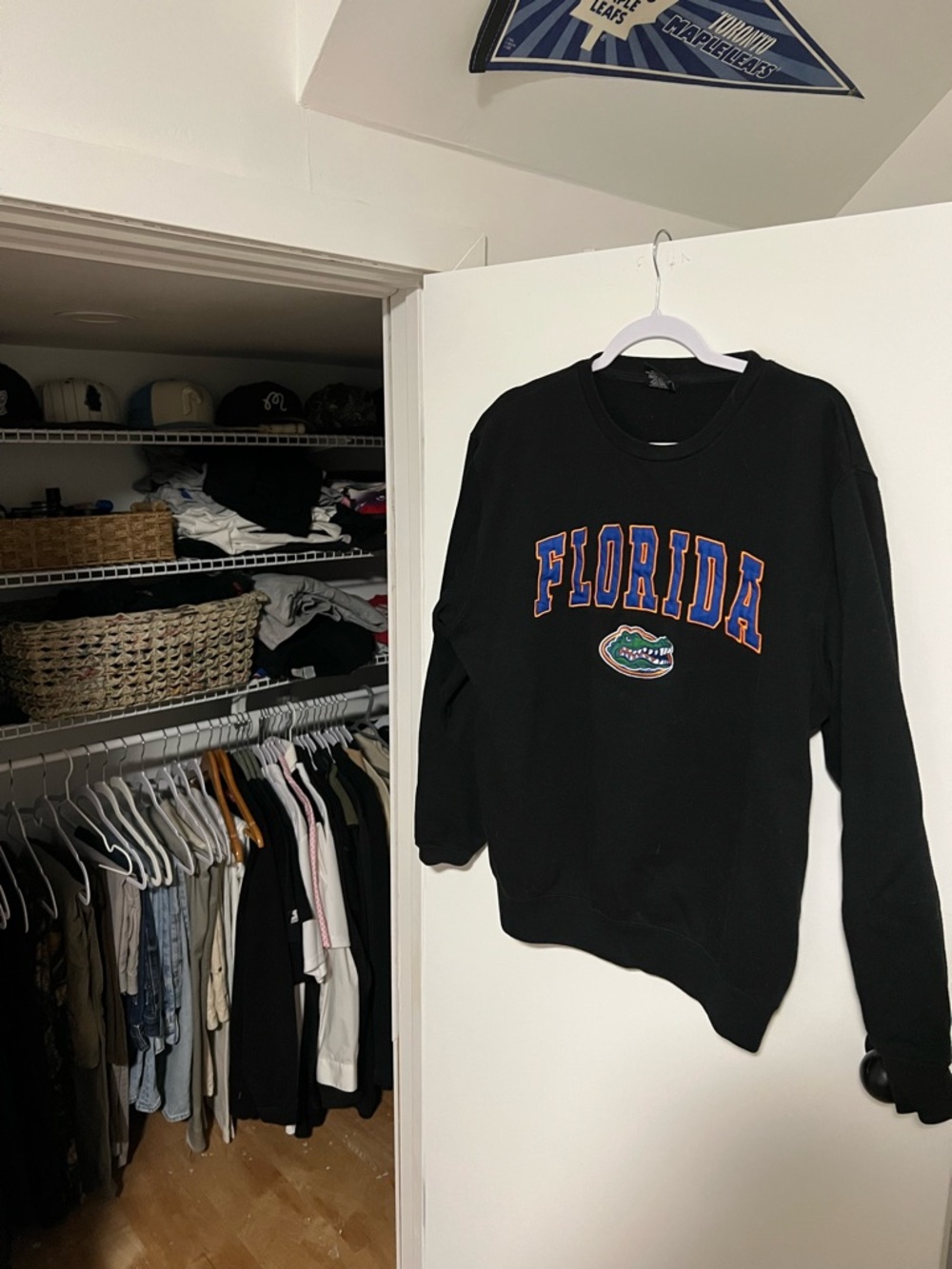 Colosseum Black Florida Crewneck Sweatshirt with Blue & Orange Lettering